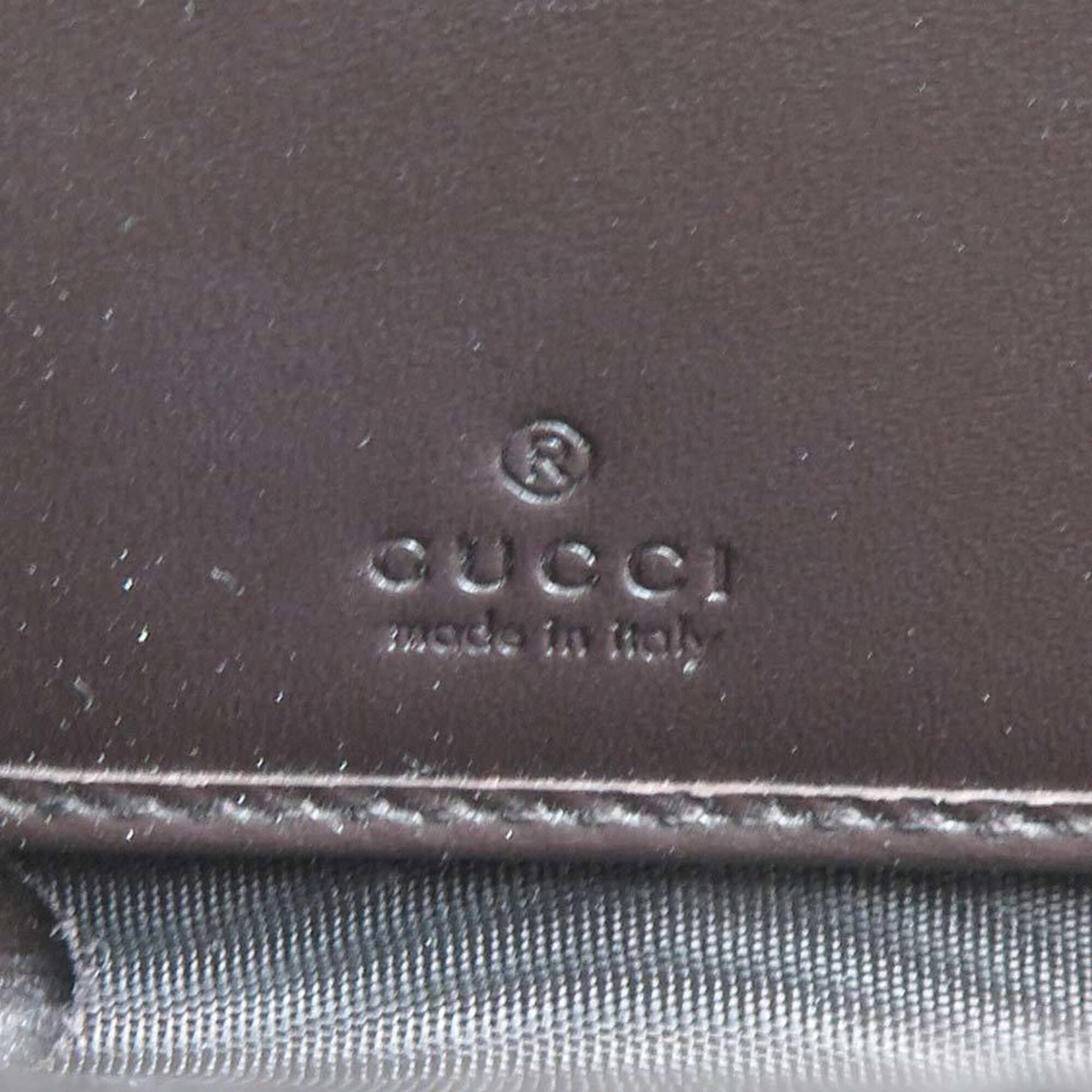 Gucci Dark Brown Leather Long Wallet (Bi-Fold) (Pre-Owned)