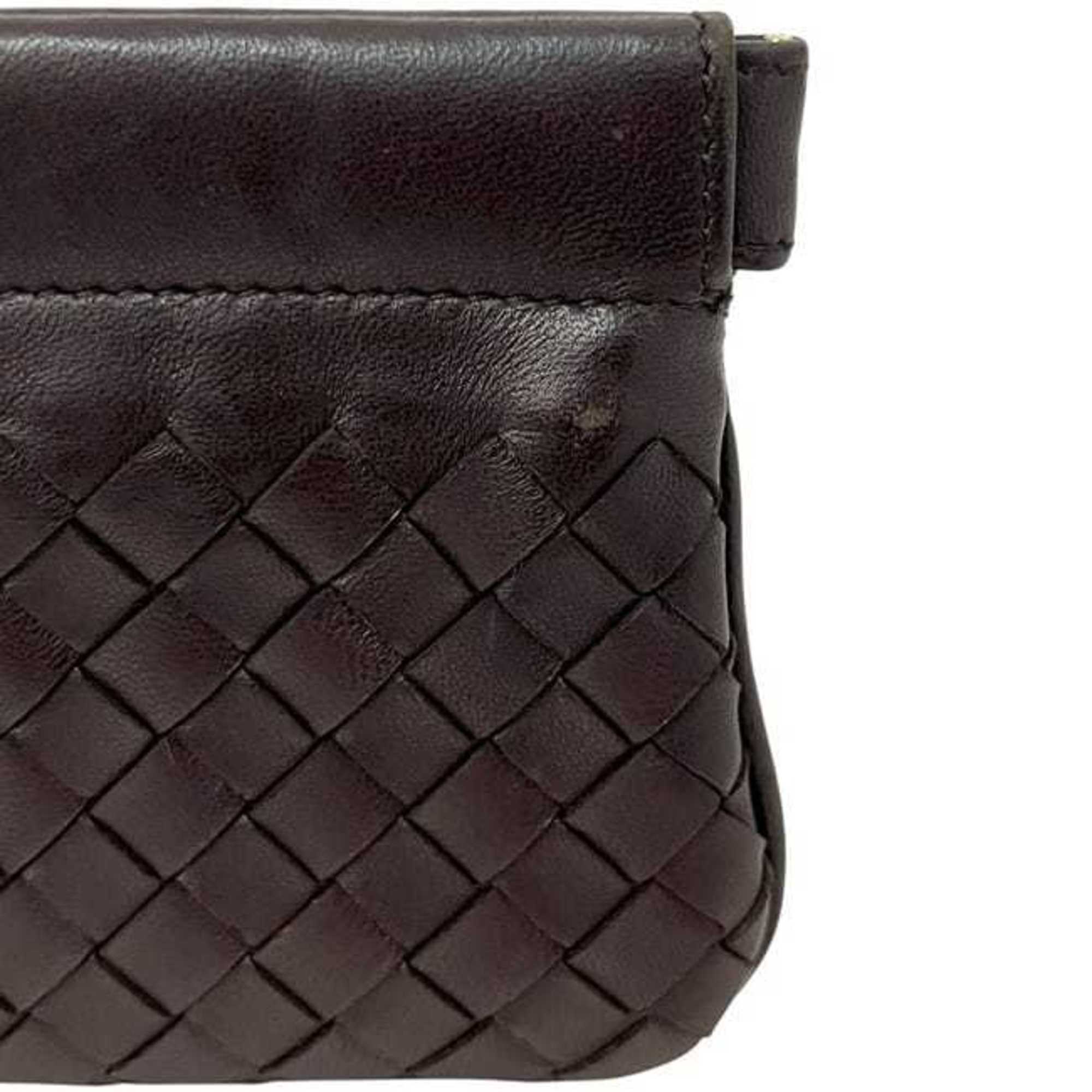 Bottega Veneta Intrecciato Brown Leather Coin Purse/Coin Case