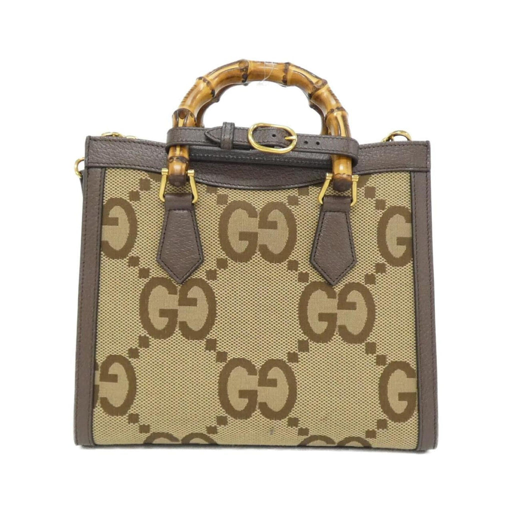 Gucci Gg Canvas Brown Camel Gg Canvas Leather Handbag (Pre-Owned)
