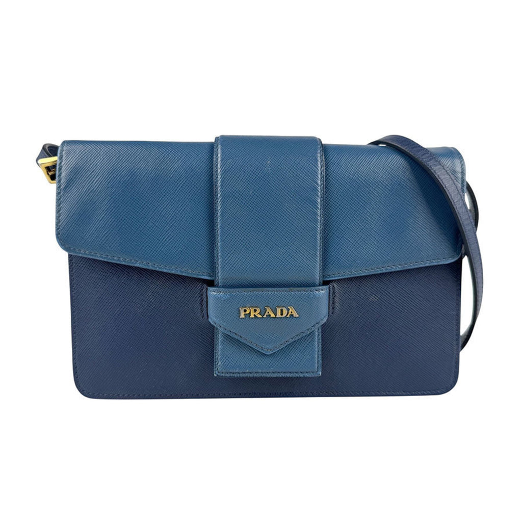 Prada Blue Navy Leather Shoulder Bag