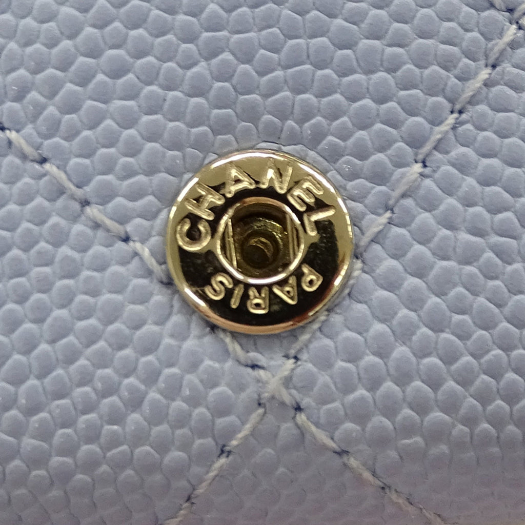 Chanel Light Blue Grained Calfskin Wallet (Tri-Fold)