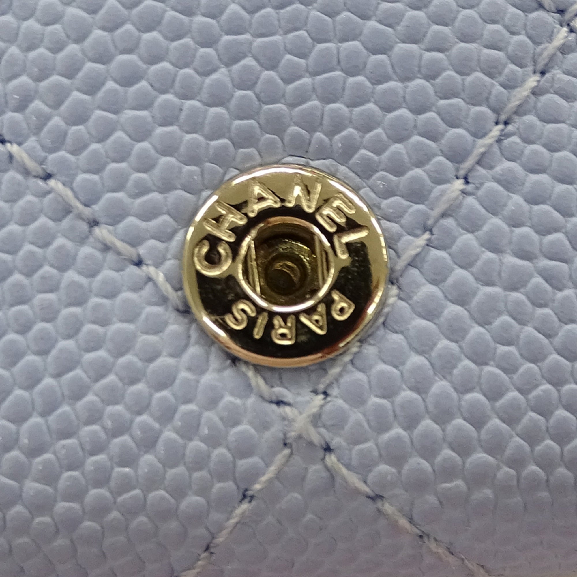 Chanel Light Blue Grained Calfskin Wallet (Tri-Fold)