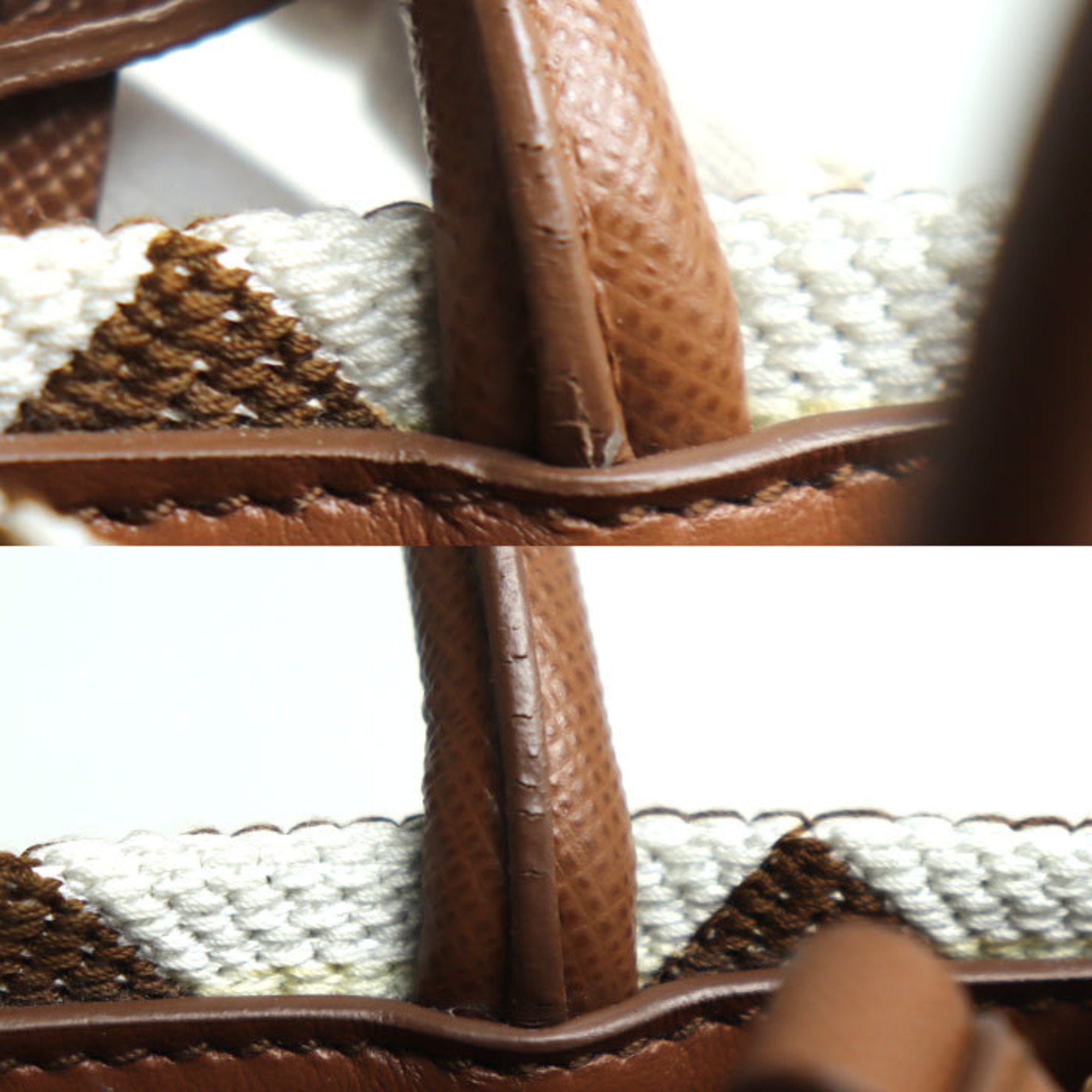 Prada Brown White Nylon Leather Shoulder Bag
