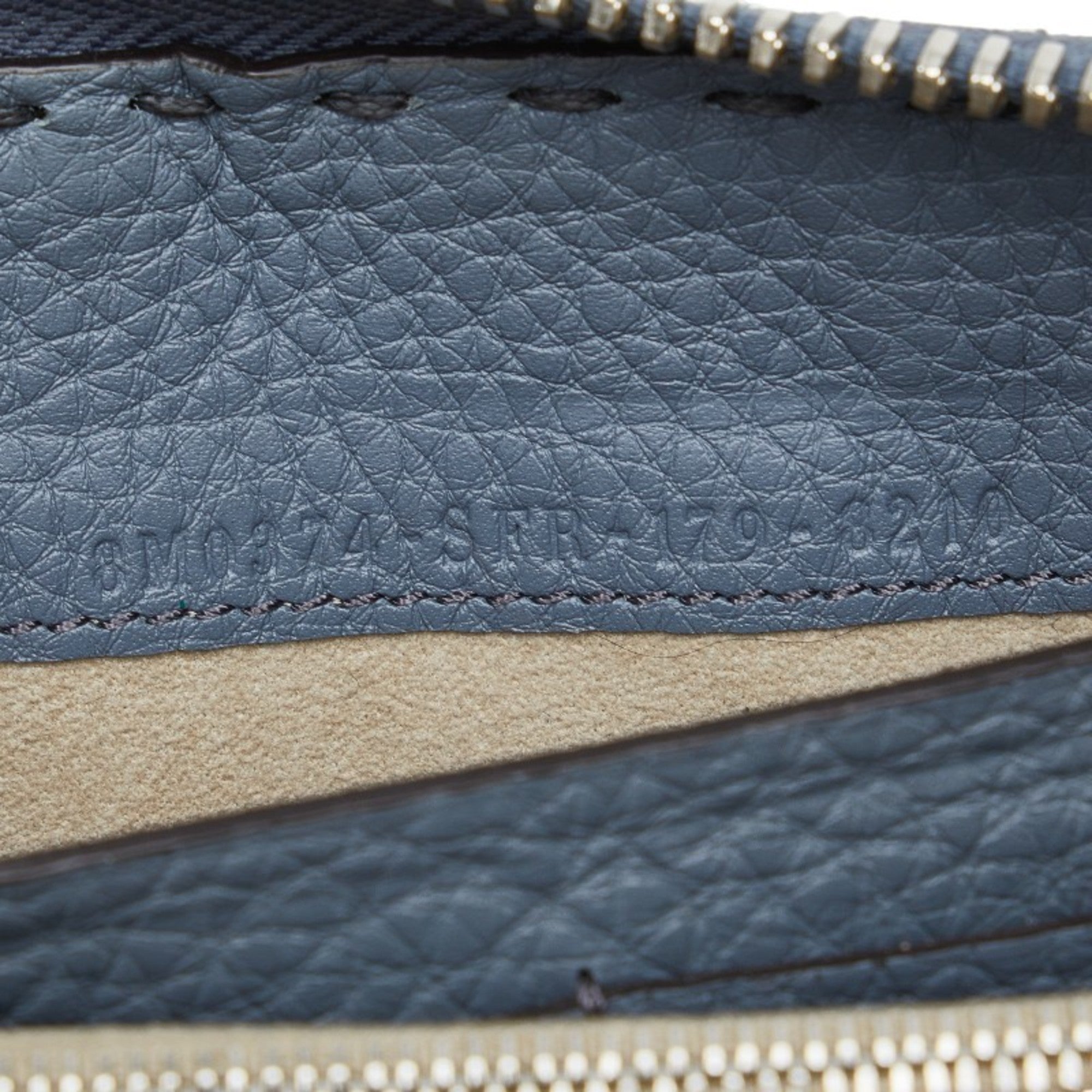 Fendi Blue Gray Leather Long Wallet (Bi-Fold)
