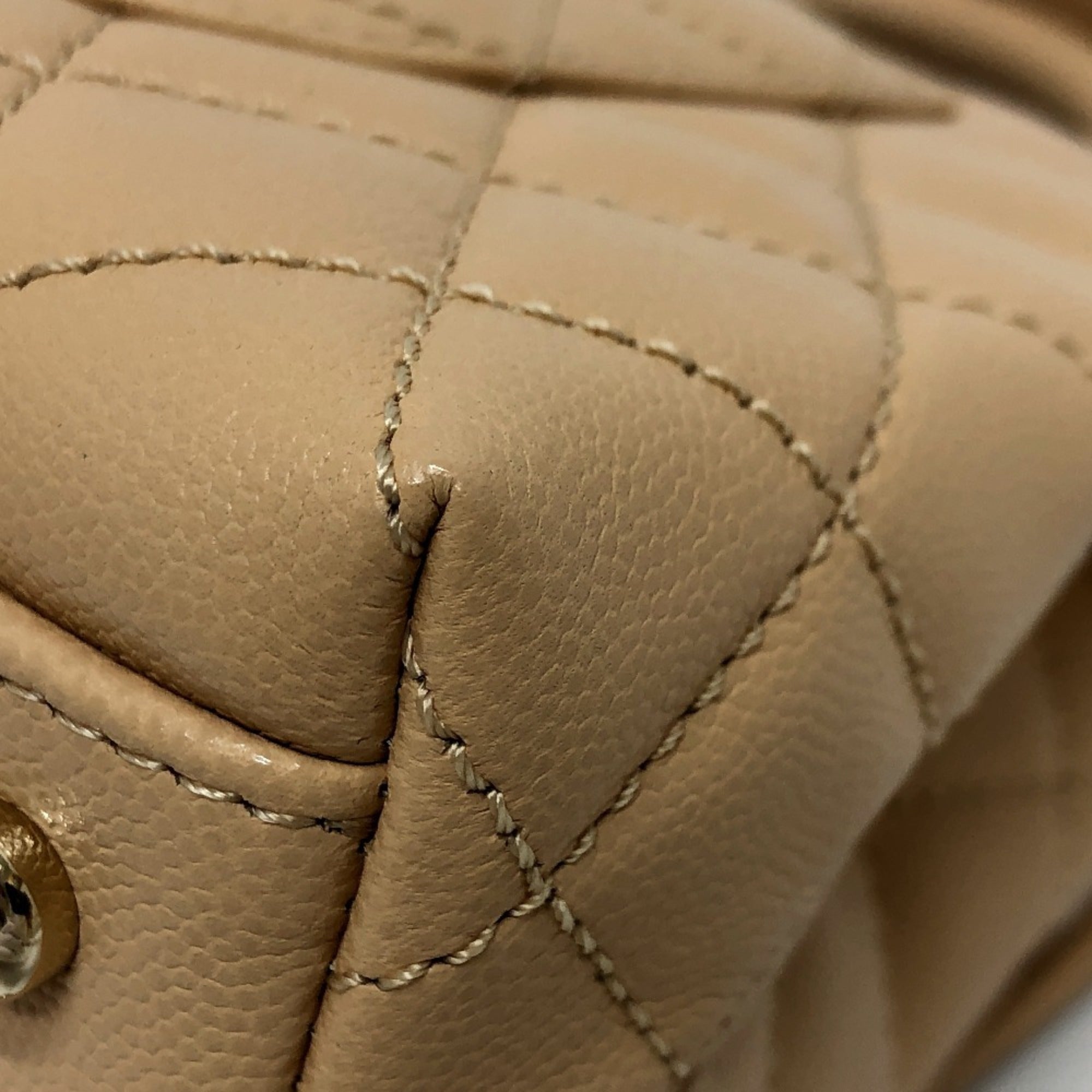 Chanel Beige Grained Calfskin Handbag Shoulder Bag