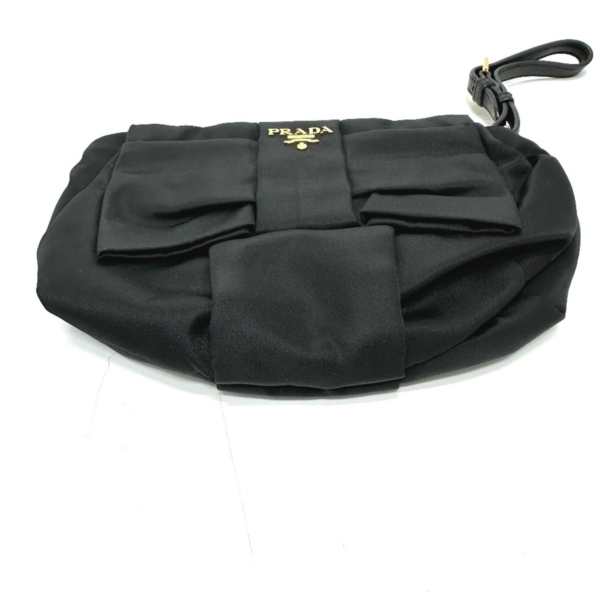 Prada Black Leather Nylon Pouch