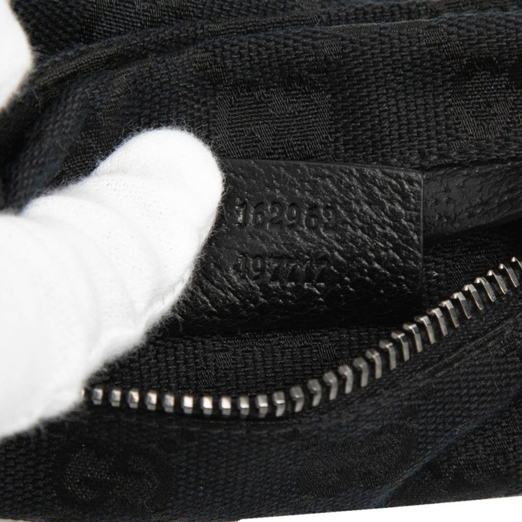 Gucci Gg Canvas Black Gg Canvas Leather Fanny Pack Sling Bag (Pre-Owned)