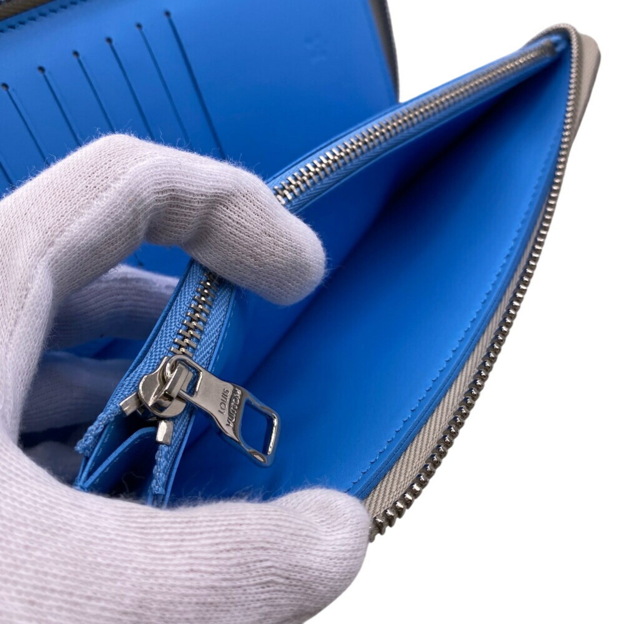 Louis Vuitton Taurillon Blue Gray Leather Wallet