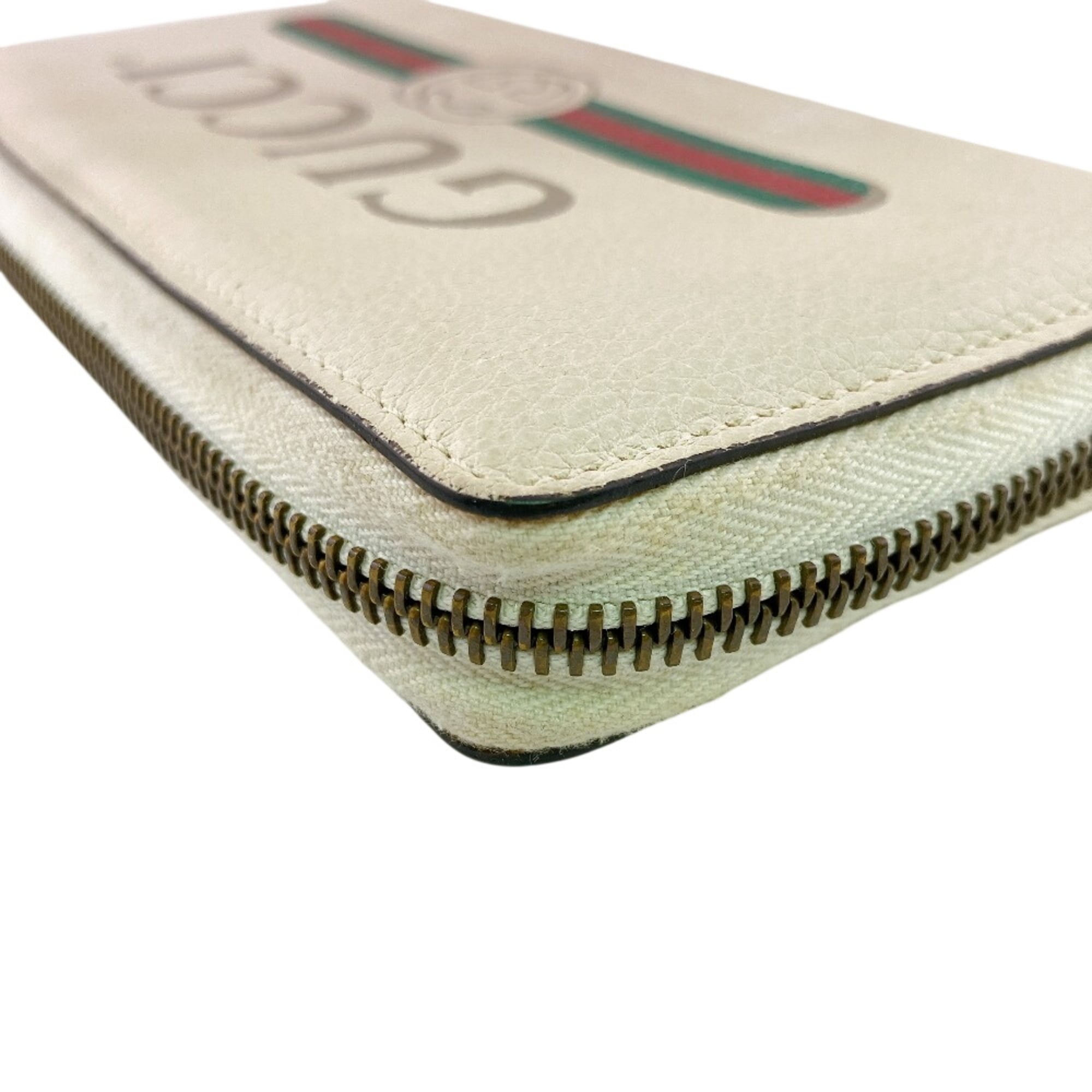Gucci White Leather Long Wallet (Bi-Fold) (Pre-Owned)