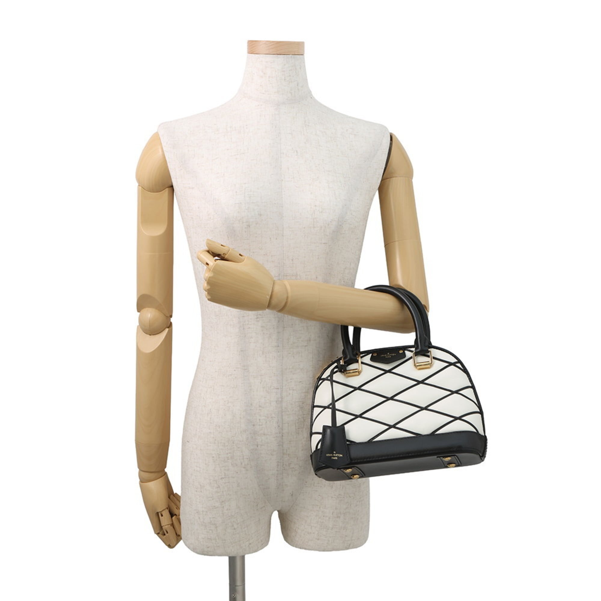 Louis Vuitton Black Noir White Leather Handbag Shoulder Bag