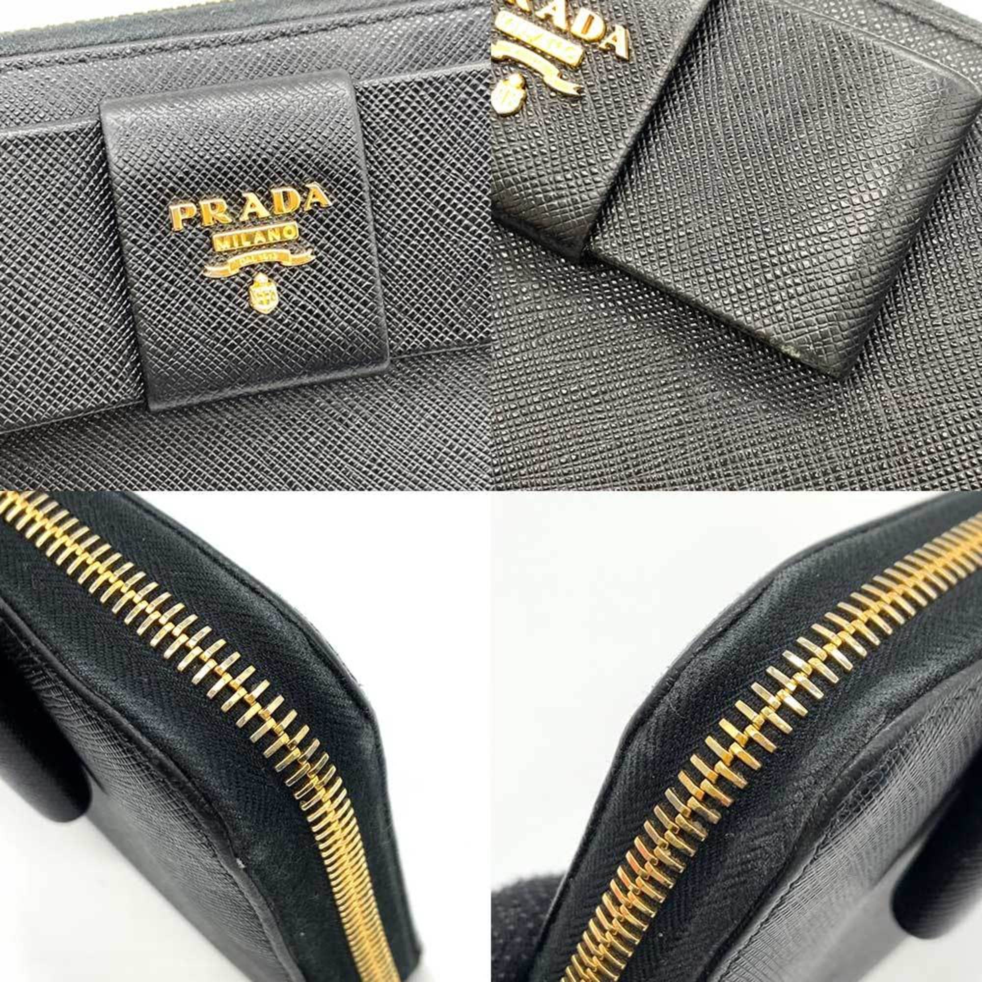 Prada Saffiano Black Saffiano Long Wallet (Bi-Fold)