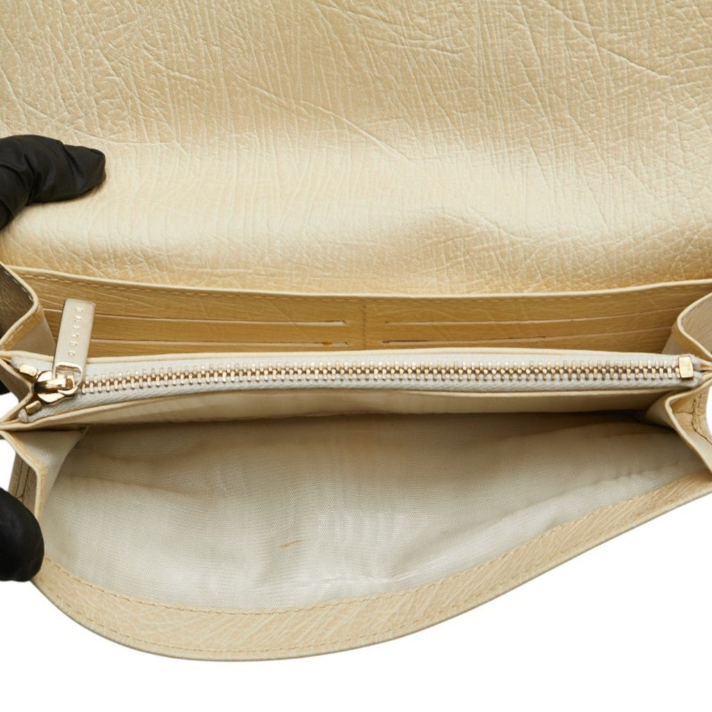 Celine Brown Ivory Canvas Leather Long Wallet (Bi-Fold)