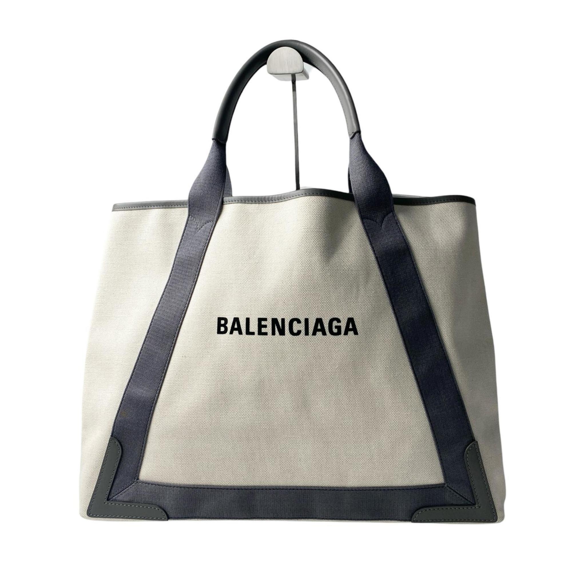 Balenciaga Gray Ivory Canvas Leather Handbag Tote