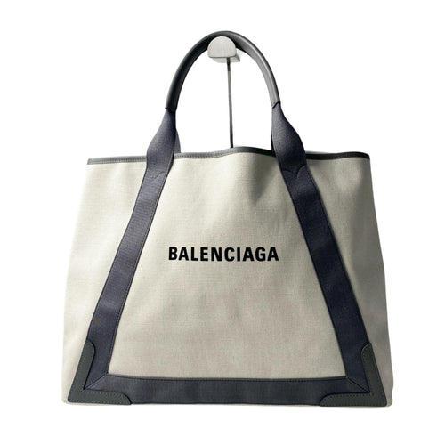 Balenciaga Gray Ivory Canvas Leather Handbag Tote