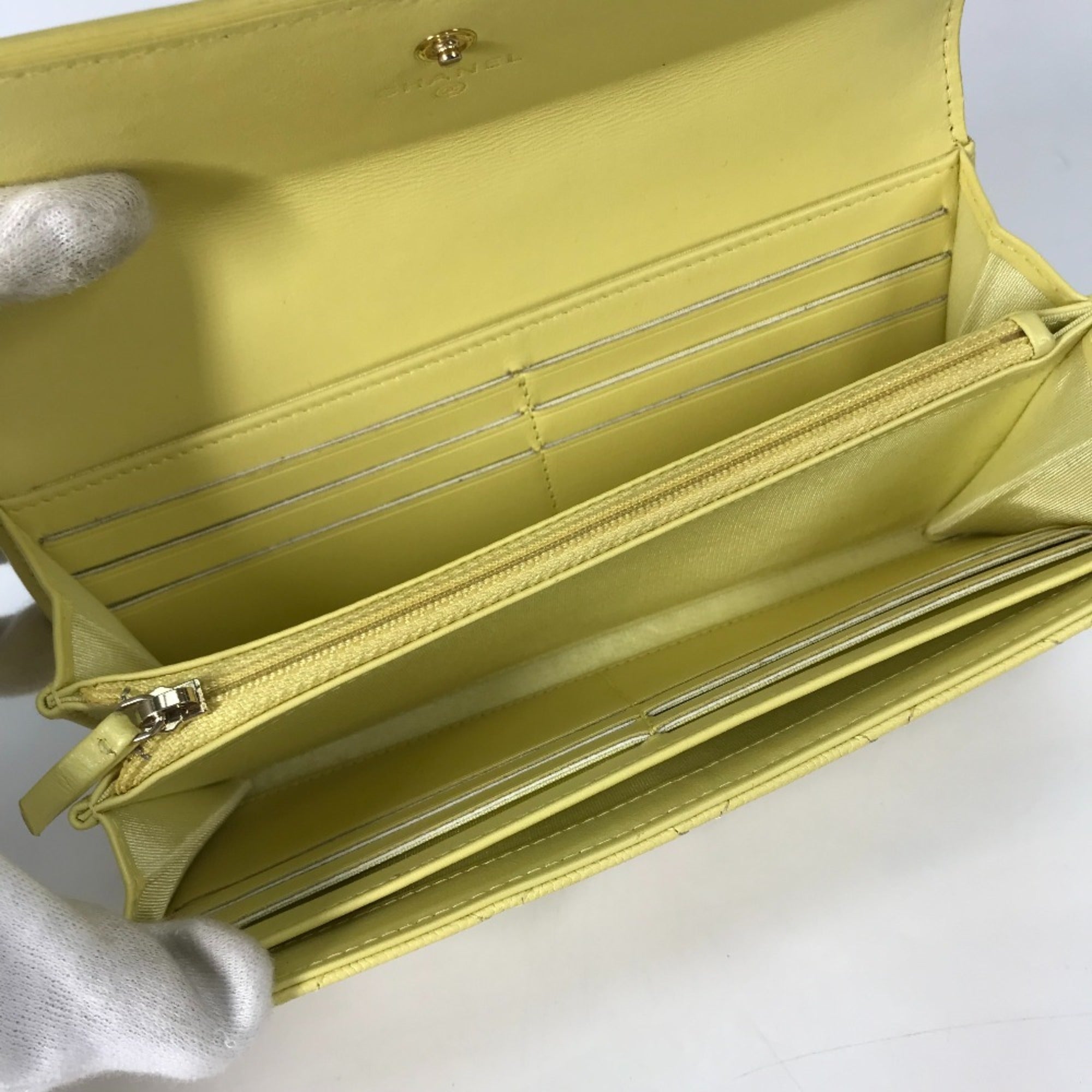 Chanel Yellow Leather Long Wallet (Bi-Fold)