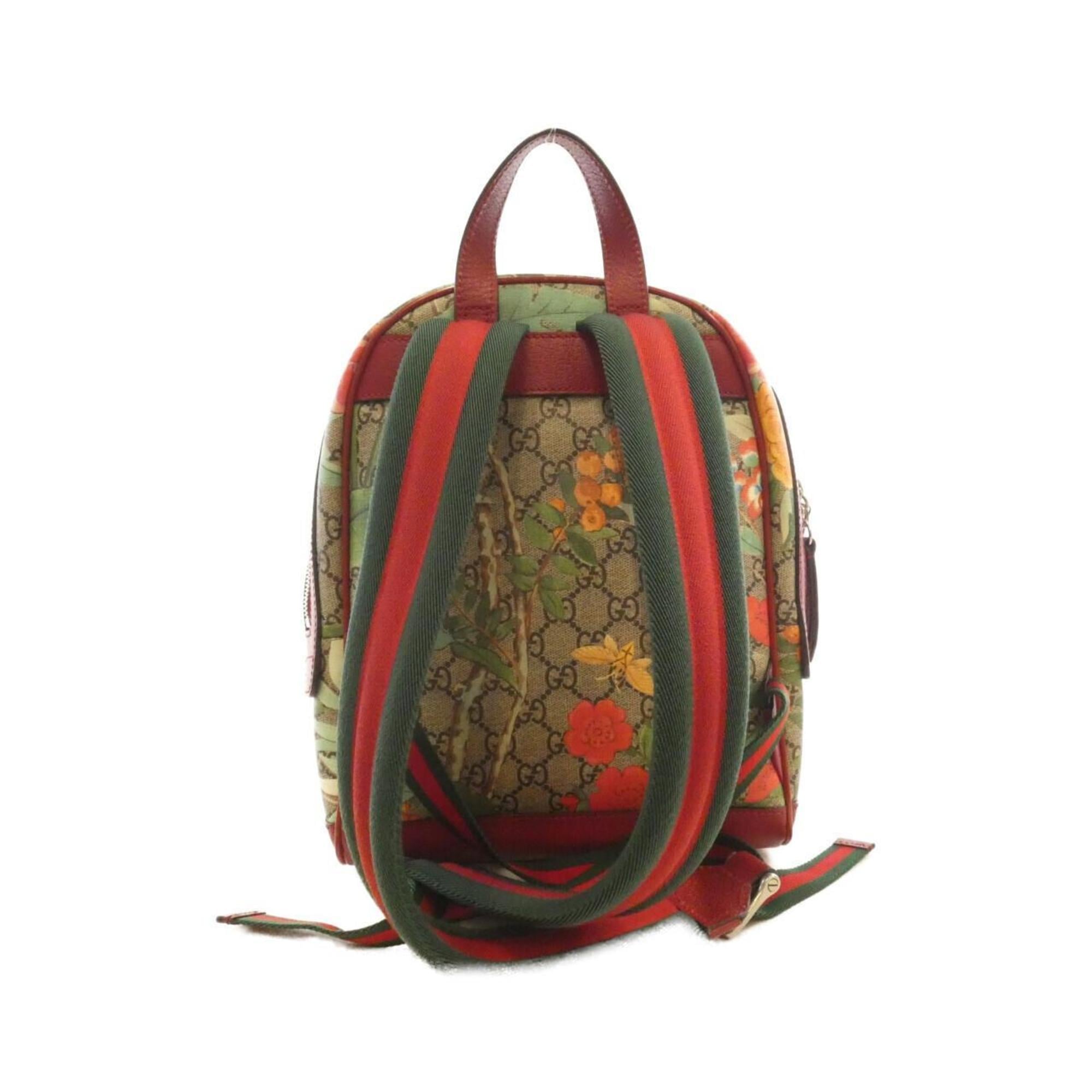 Gucci Beige Red Color Gg Supreme Backpack (Pre-Owned)