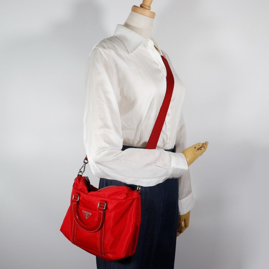 Prada Red Color Nylon Handbag