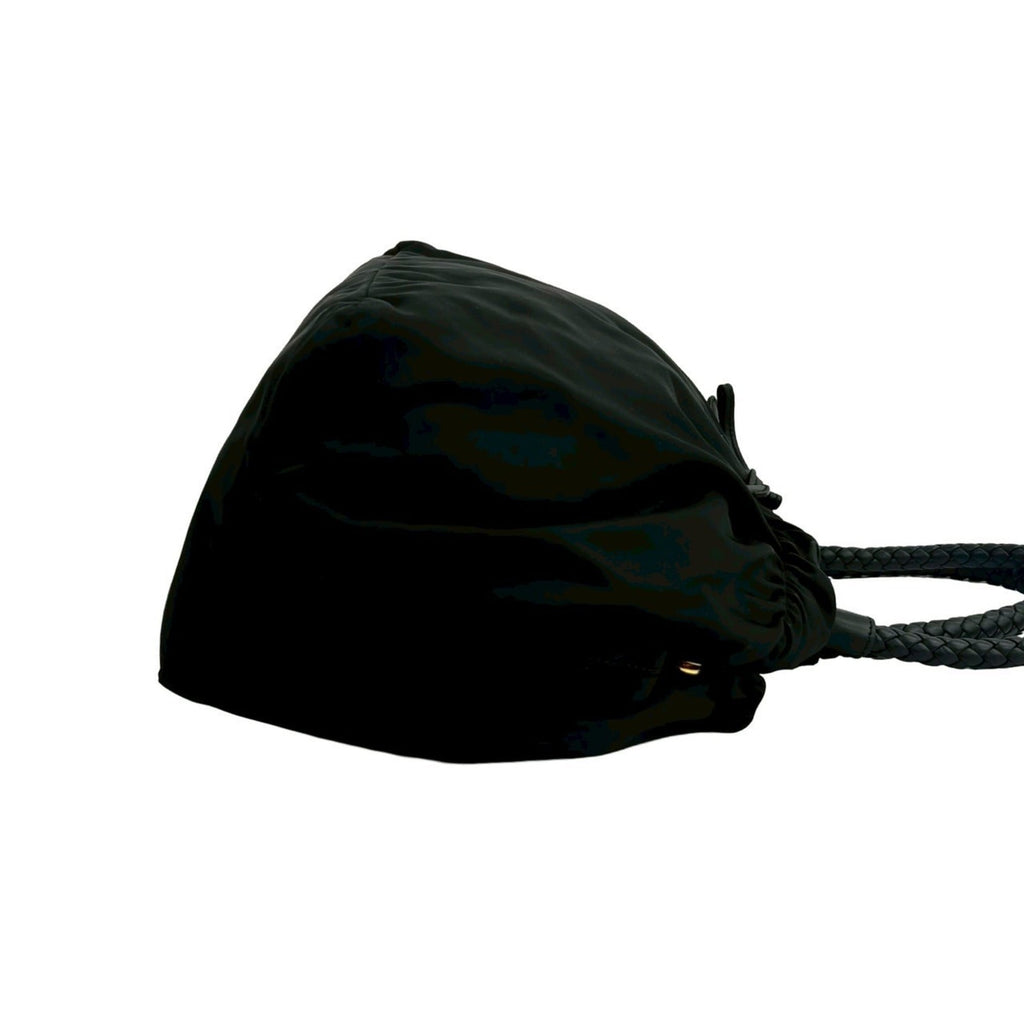 Prada Black Nylon Leather Handbag Shoulder Bag
