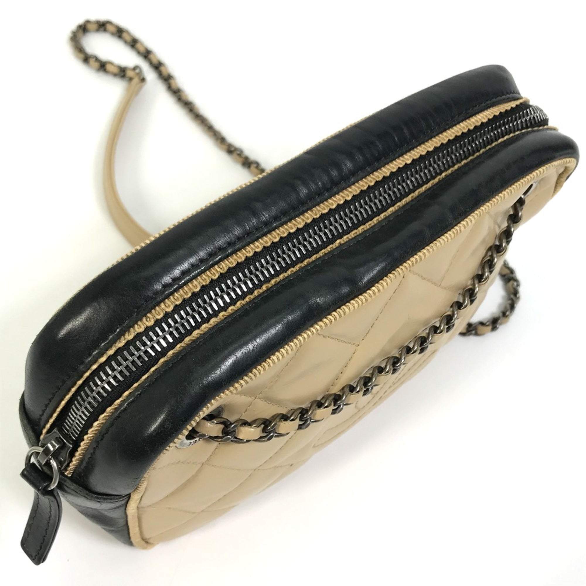 Chanel Beige Leather Shoulder Bag