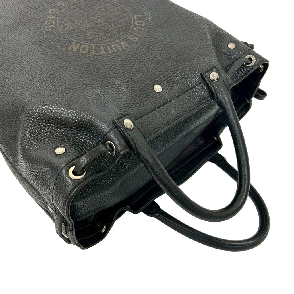 Louis Vuitton Black Leather Handbag Tote Bag