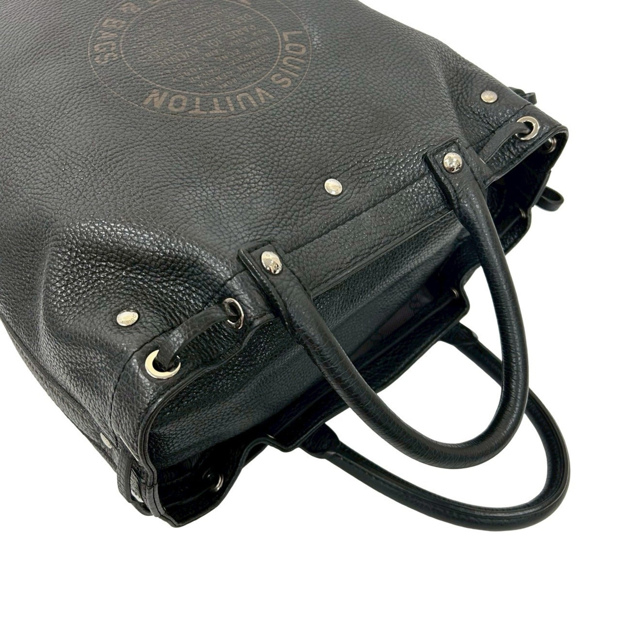 Louis Vuitton Black Leather Handbag Tote Bag