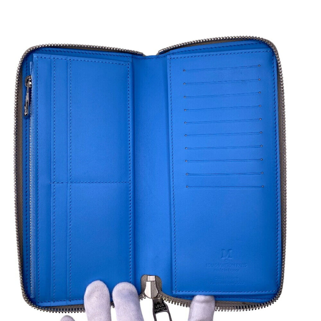 Louis Vuitton Taurillon Blue Gray Leather Wallet