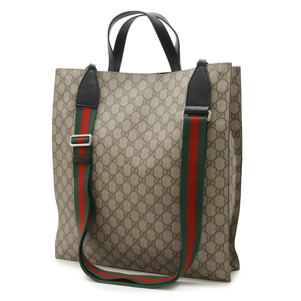 Gucci Beige Black Gg Supreme Shoulder Bag Tote Bag (Pre-Owned)