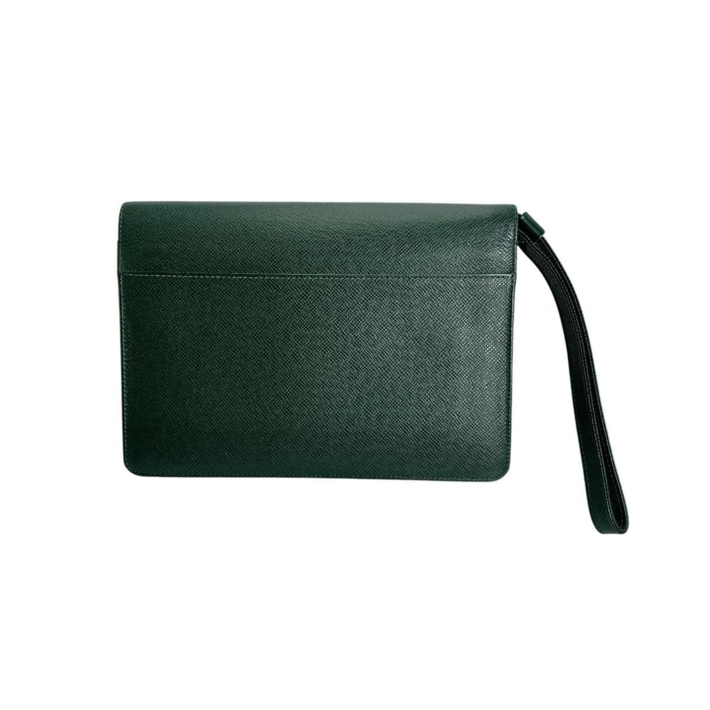Louis Vuitton Episea Green Taiga Leather Clutch Bag
