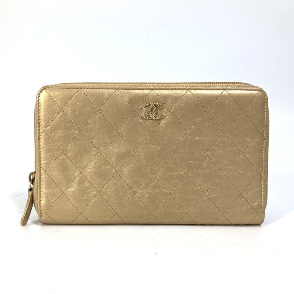 Chanel Gold Leather Long Wallet (Bi-Fold)