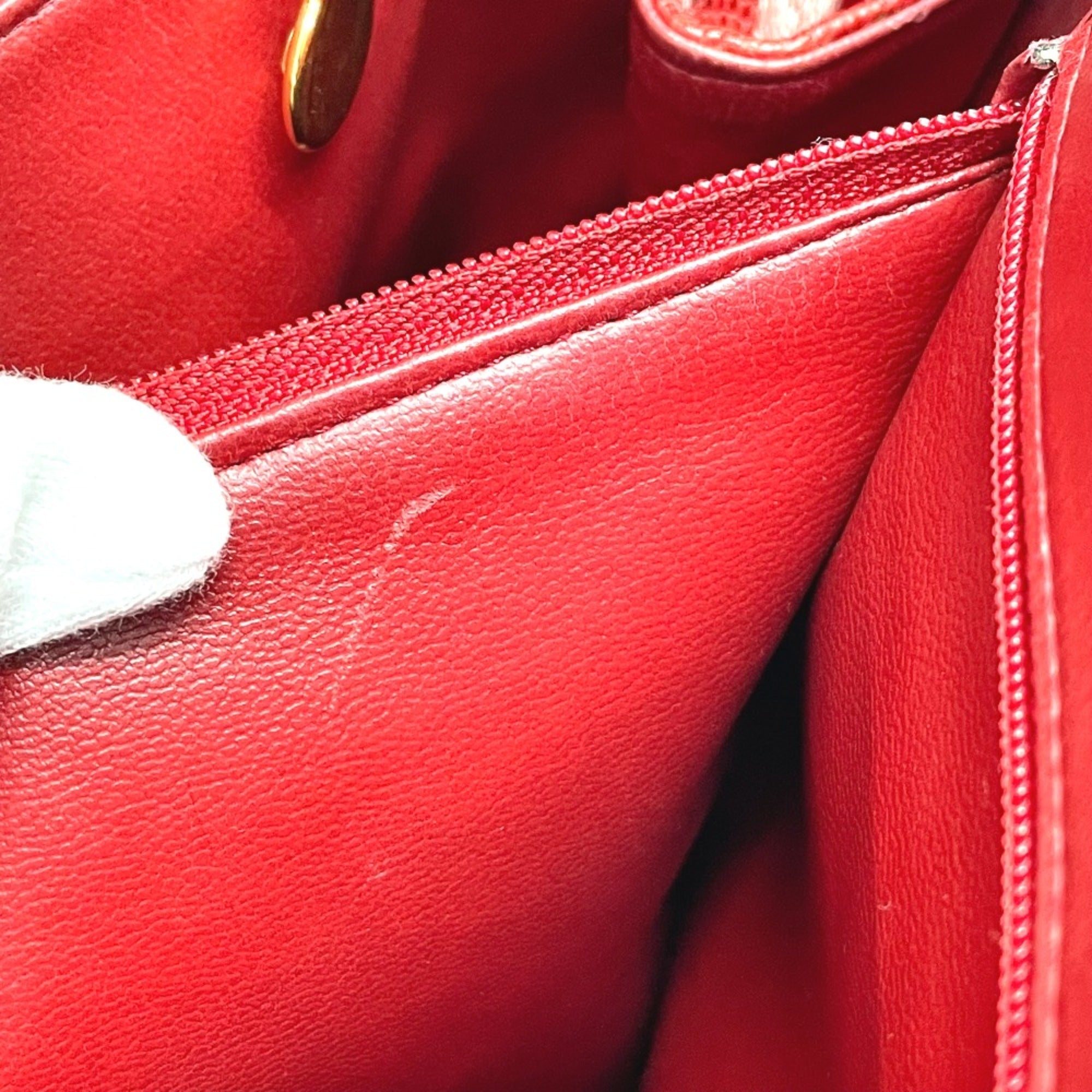 Chanel Red Leather Shoulder Bag