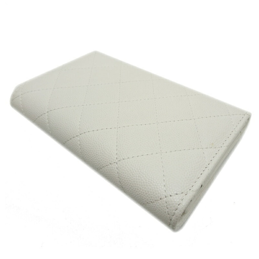 Chanel White Grained Calfskin Wallet (Tri-Fold)