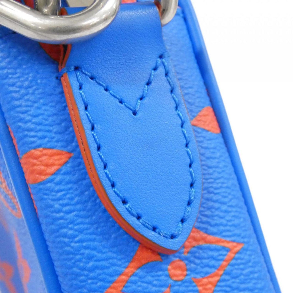 Louis Vuitton Monogram Blue Red Color Coated Canvas Handbag