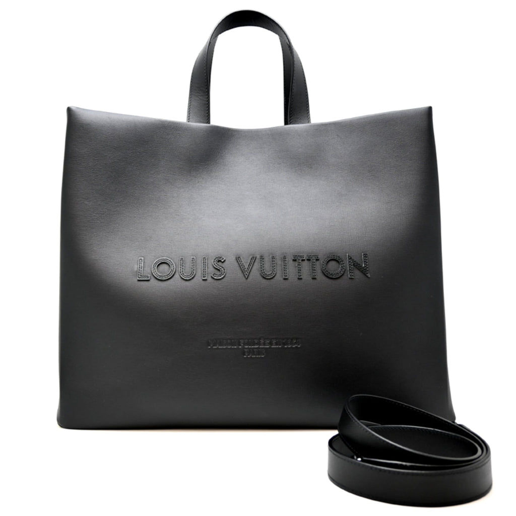 Louis Vuitton Black Leather Tote Bag