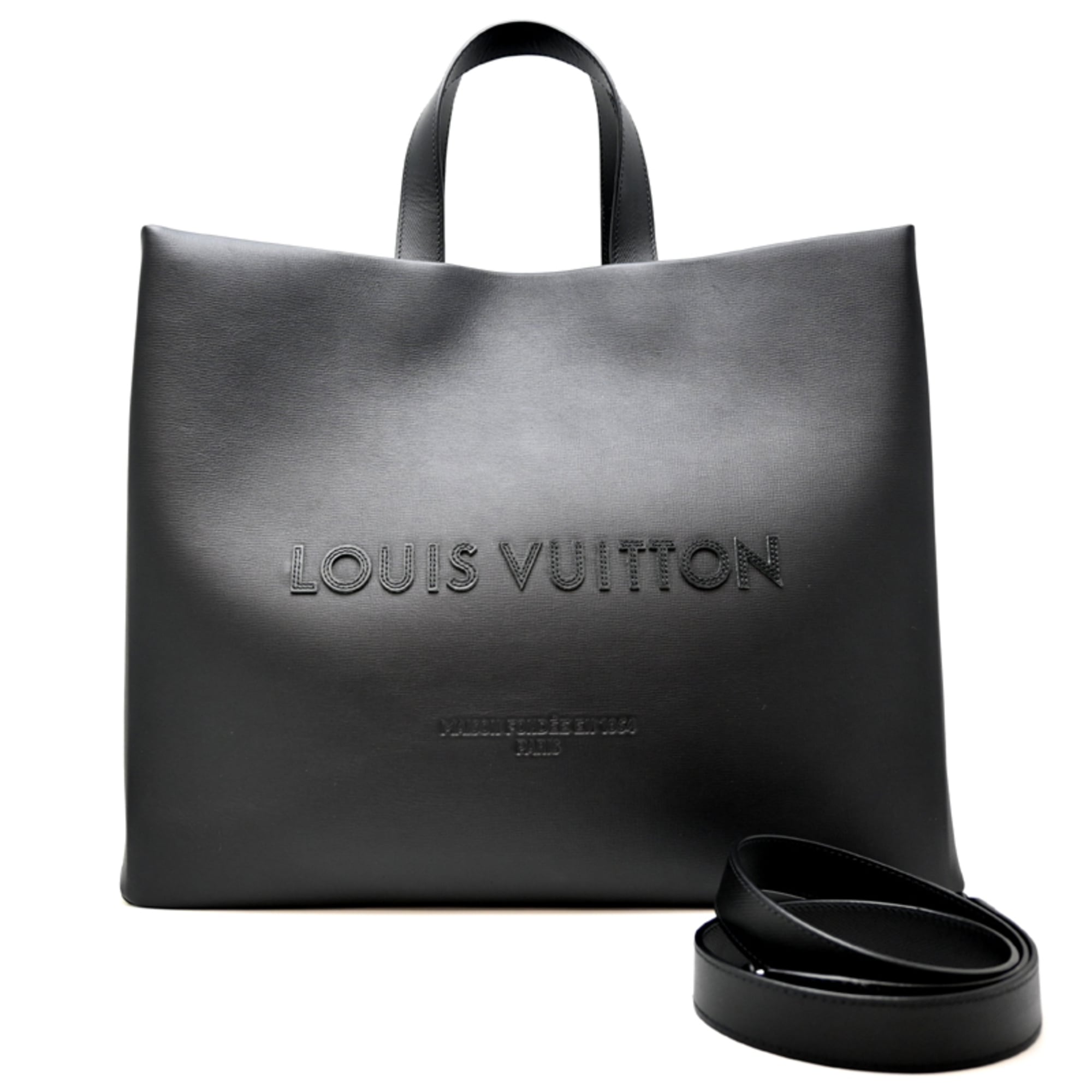 Louis Vuitton Black Leather Tote Bag