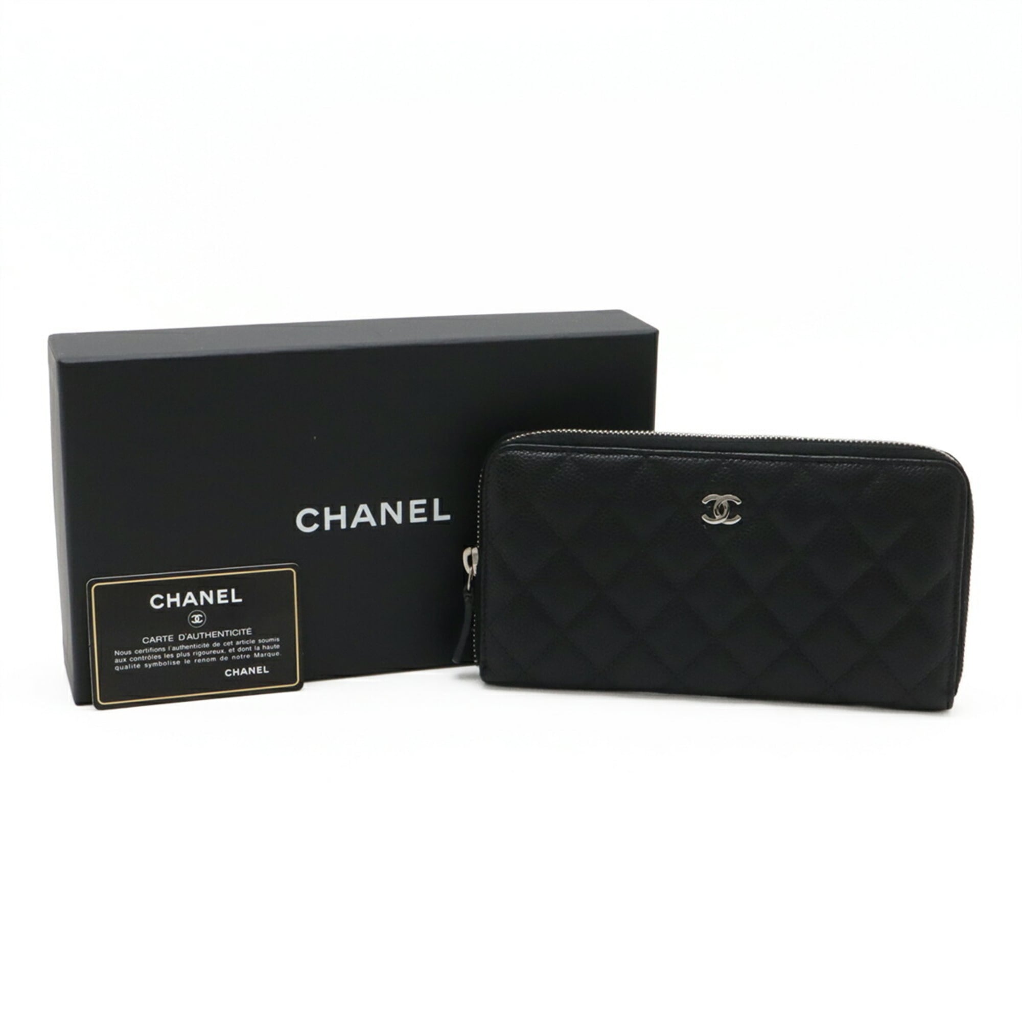 Chanel Matelasse Black Grained Calfskin Long Wallet (Bi-Fold)