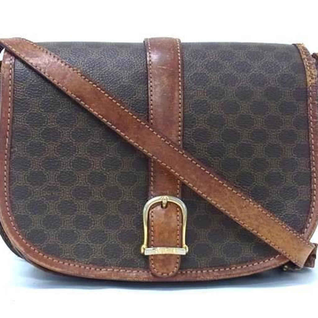 Celine Brown Pvc Leather Pochette Shoulder Bag