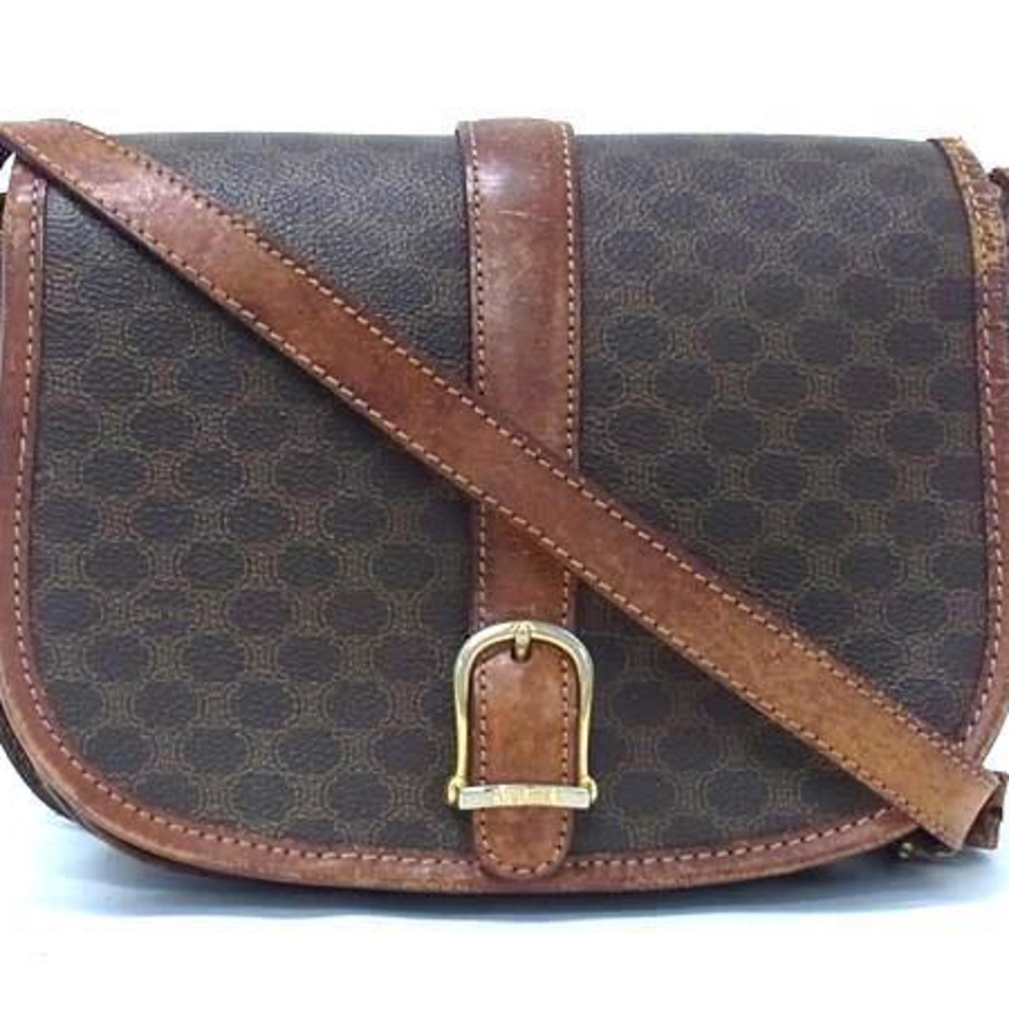 Celine Brown Pvc Leather Pochette Shoulder Bag