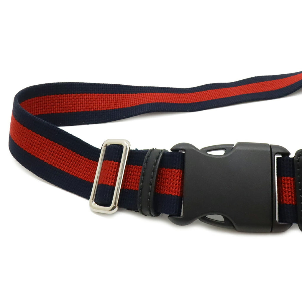 Gucci Black Dark Gray Multi-Color Navy Red Color Gg Supreme Leather Fanny Pack (Pre-Owned)