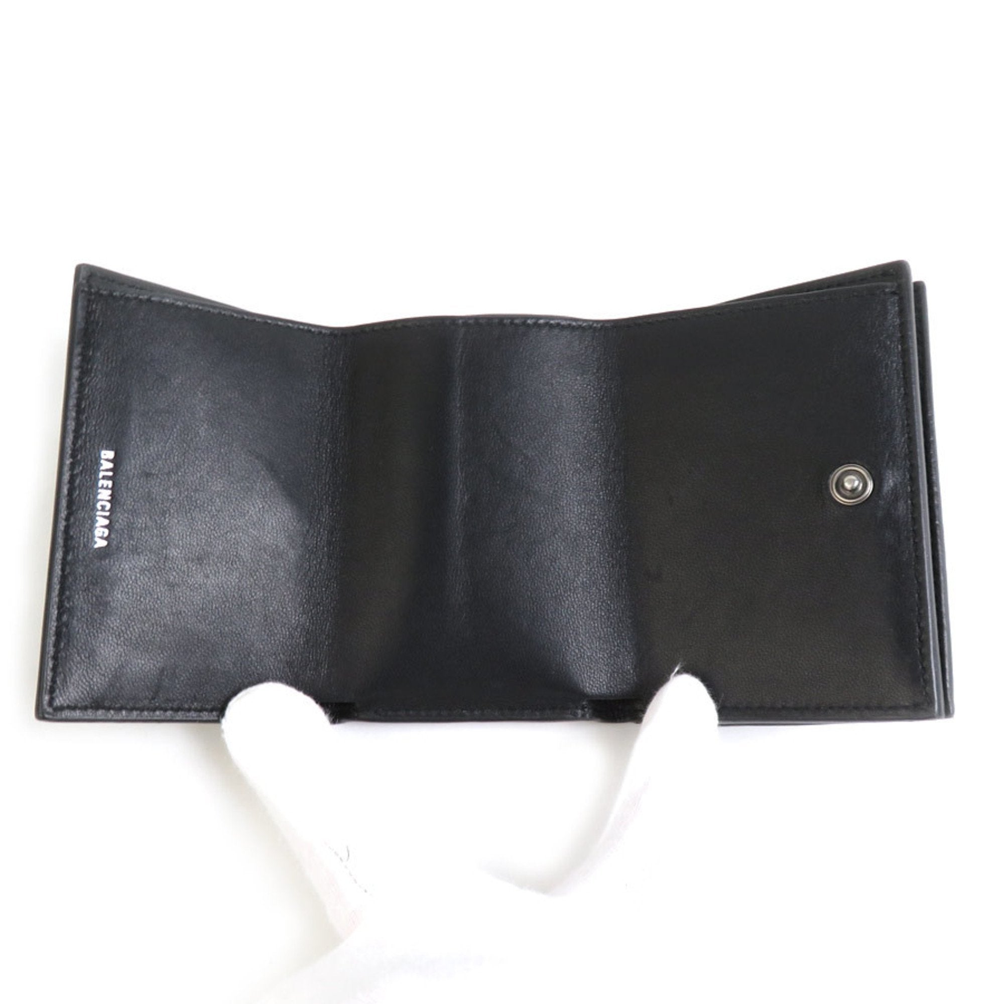 Balenciaga Black Leather Wallet (Tri-Fold)