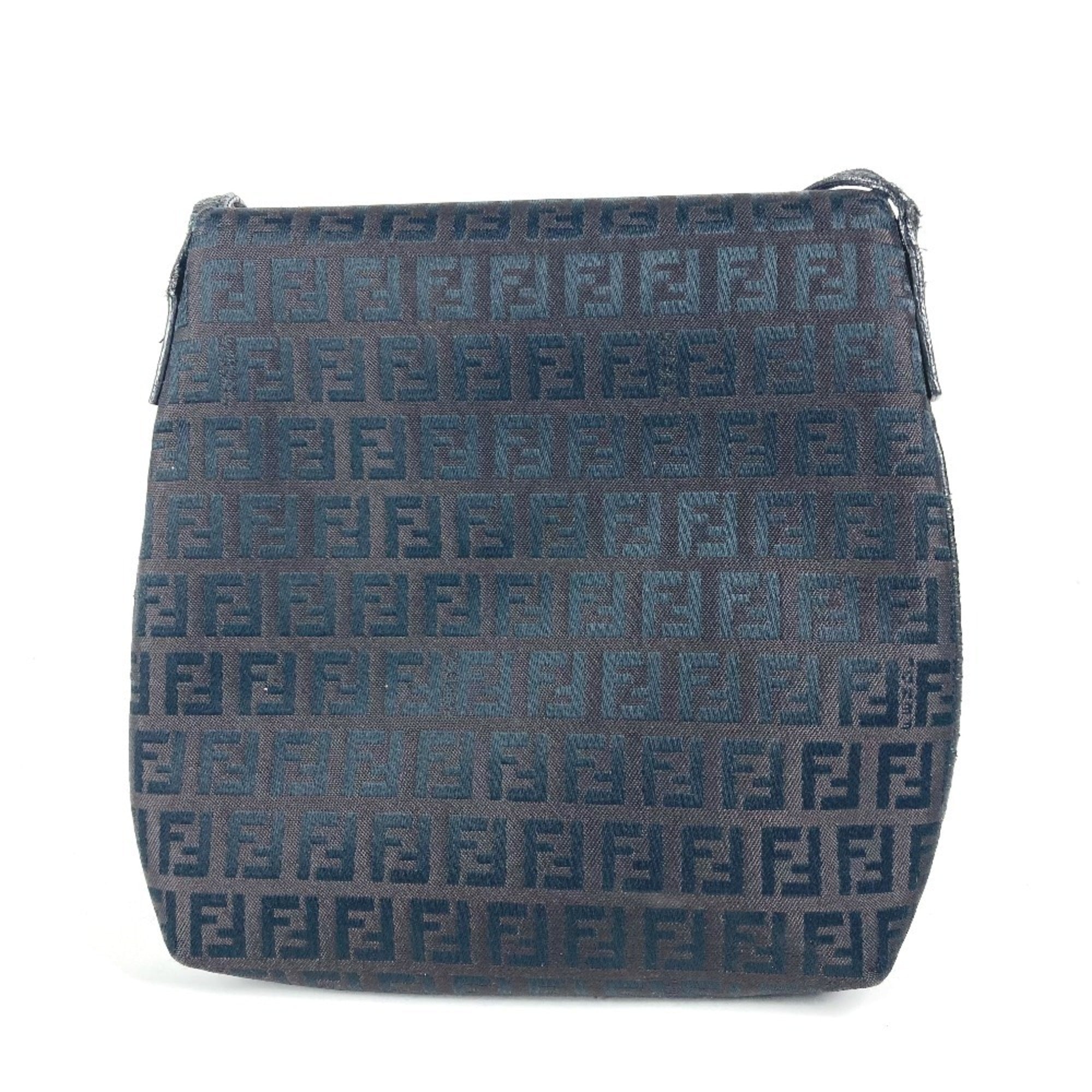 Fendi Black Canvas Leather Pochette Shoulder Bag