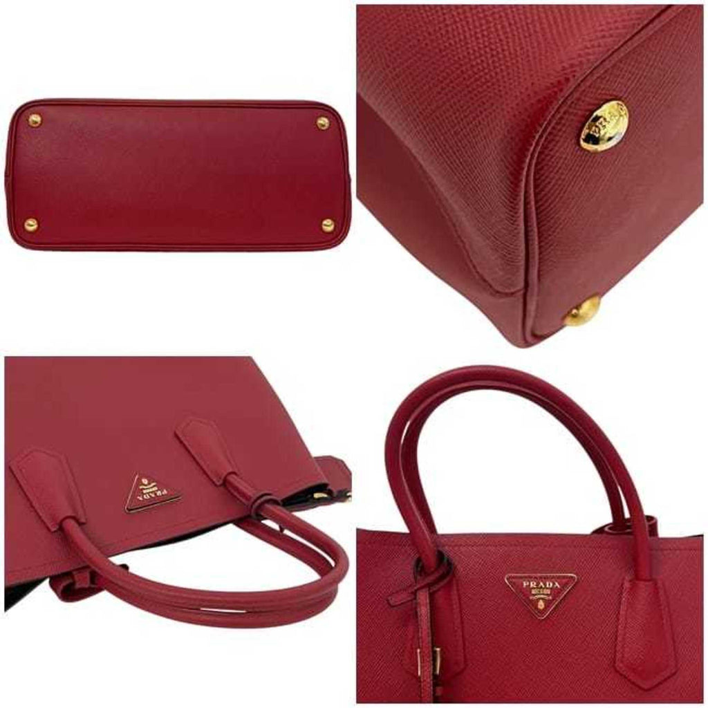Prada Fuoco Red Color Saffiano Triangle Tote Bag