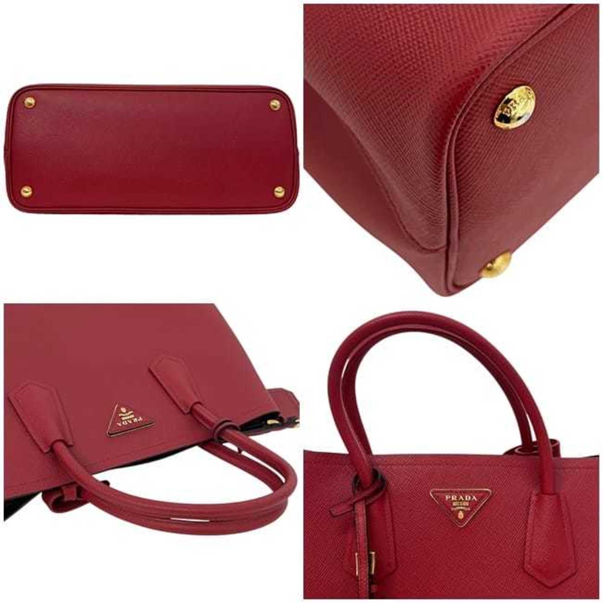 Prada Fuoco Red Color Saffiano Triangle Tote Bag