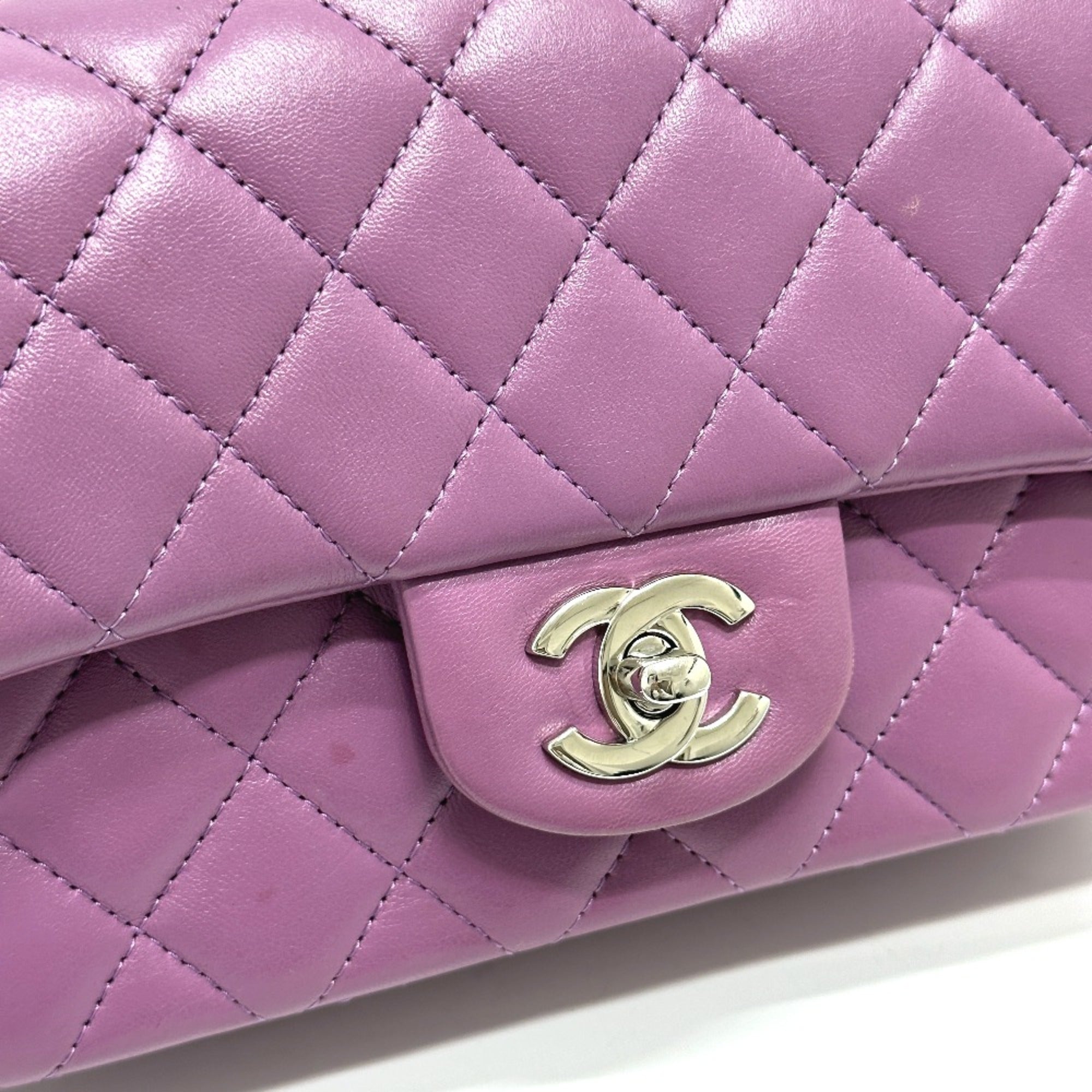 Chanel Purple Leather Shoulder Bag