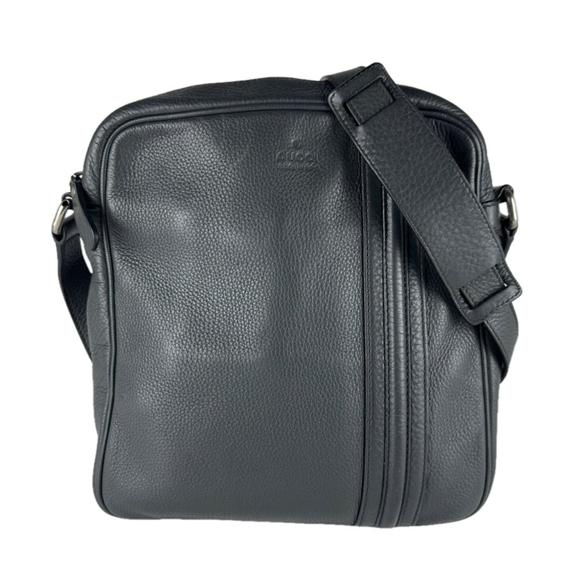 Gucci Dark Gray Leather Shoulder Bag (Pre-Owned)