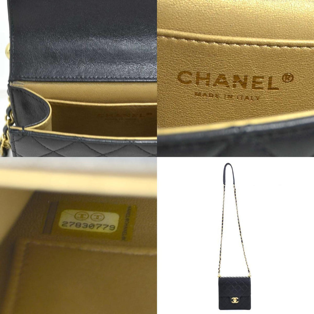 Chanel Black Off-White Leather Artificial Pearl Shoulder Bag
