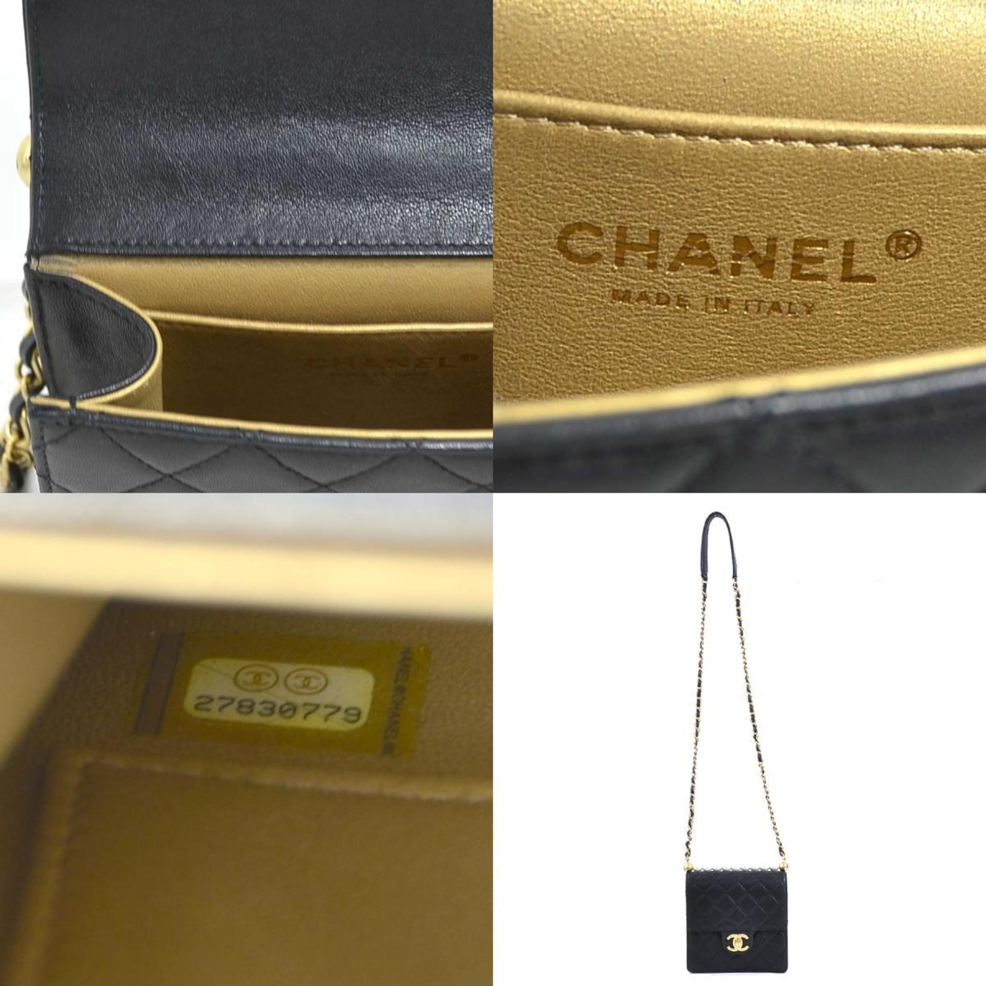 Chanel Black Off-White Leather Artificial Pearl Shoulder Bag