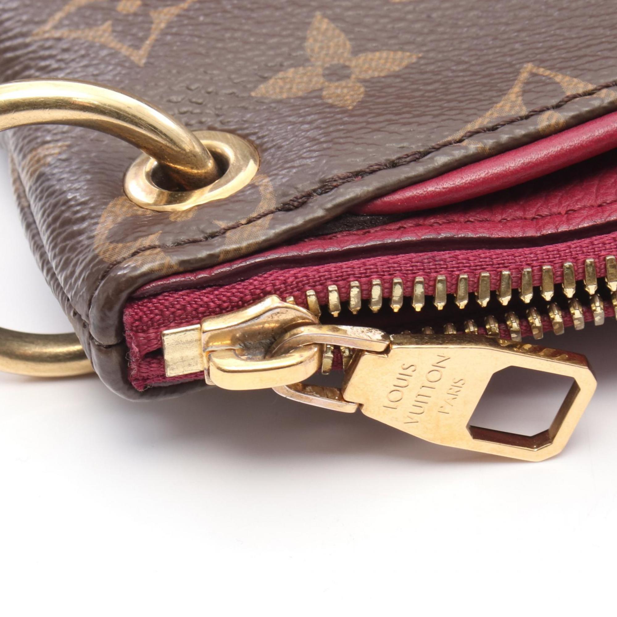 Louis Vuitton Aurore Bordeaux Brown Coated Canvas Leather Handbag