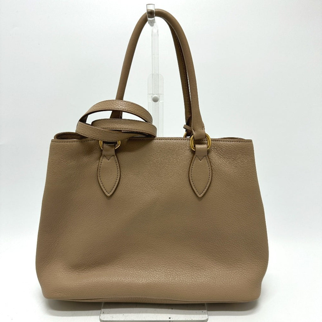 Prada Beige Leather Handbag Shoulder Bag Tote Bag