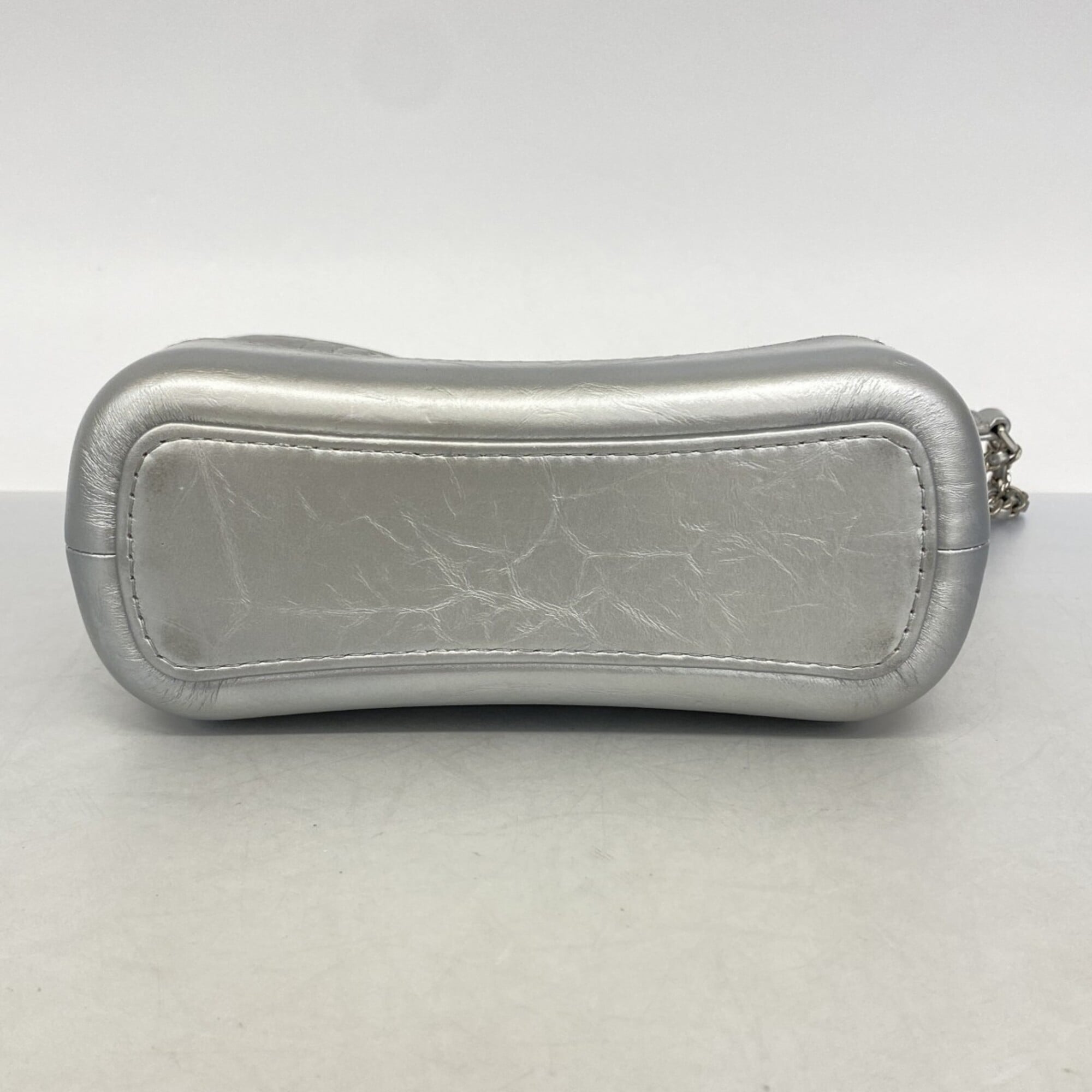 Chanel Silver Leather Shoulder Bag