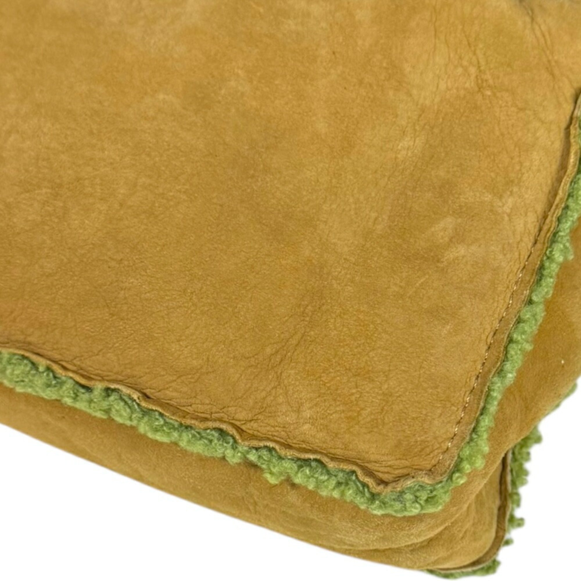 Chanel Mouton Brown Green Leather Handbag